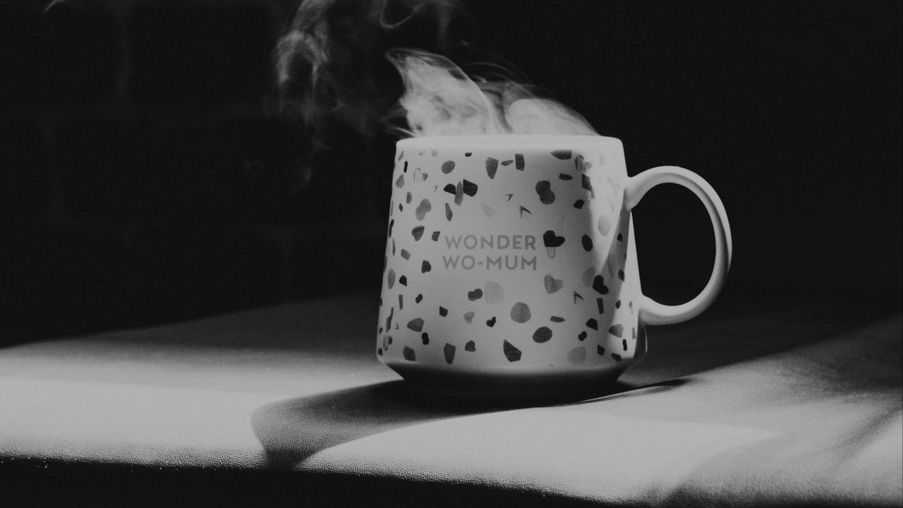 Wallpaper cup, inscription, words, bw