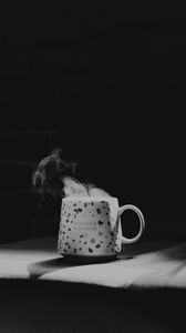 Preview wallpaper cup, inscription, words, bw