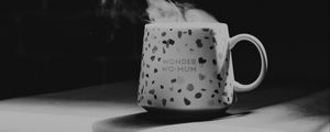 Preview wallpaper cup, inscription, words, bw
