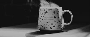 Preview wallpaper cup, inscription, words, bw