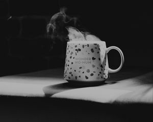 Preview wallpaper cup, inscription, words, bw