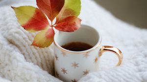 Preview wallpaper cup, leaf, tea, drink
