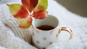 Preview wallpaper cup, leaf, tea, drink