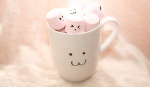 Preview wallpaper cup, marshmallow, smiles