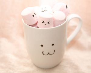 Preview wallpaper cup, marshmallow, smiles
