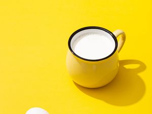 Preview wallpaper cup, milk, eggs, yellow