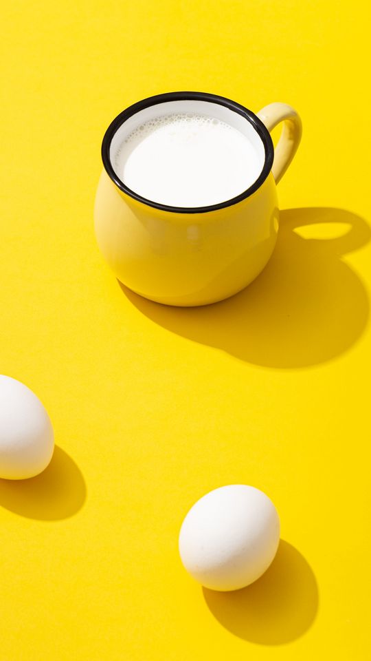 540x960 Wallpaper cup, milk, eggs, yellow