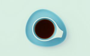 Preview wallpaper cup, minimalism, tea, drink, blue