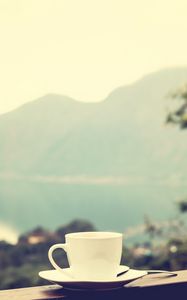 Preview wallpaper cup, mood, solitude, mountains, freedom