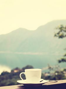 Preview wallpaper cup, mood, solitude, mountains, freedom