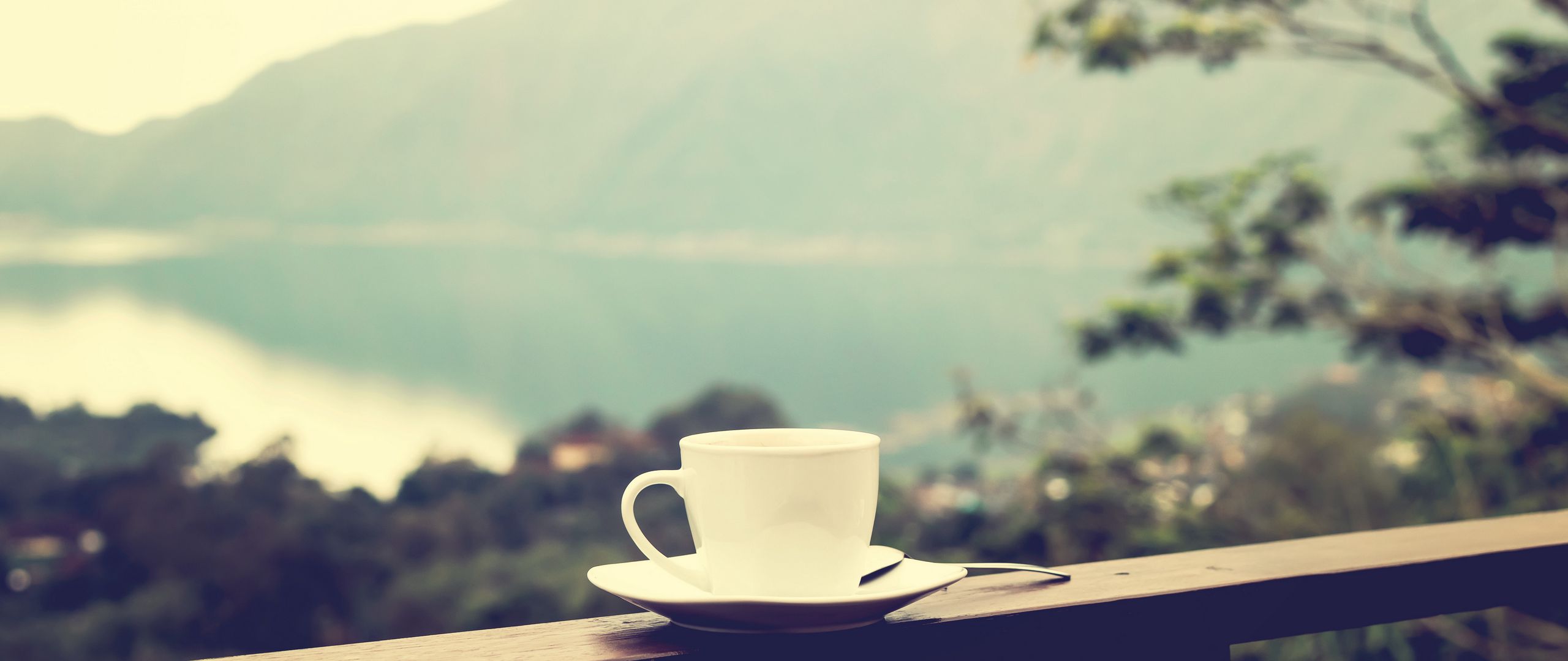 2560x1080 Wallpaper cup, mood, solitude, mountains, freedom