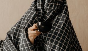 Preview wallpaper cup, plaid, comfort, bed