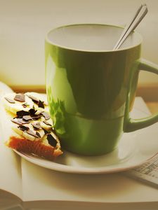 Preview wallpaper cup, sandwich, chocolate