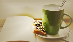 Preview wallpaper cup, sandwich, chocolate