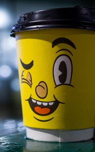 Preview wallpaper cup, smiley, smile, yellow