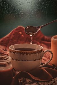 Preview wallpaper cup, spoon, tea, drop