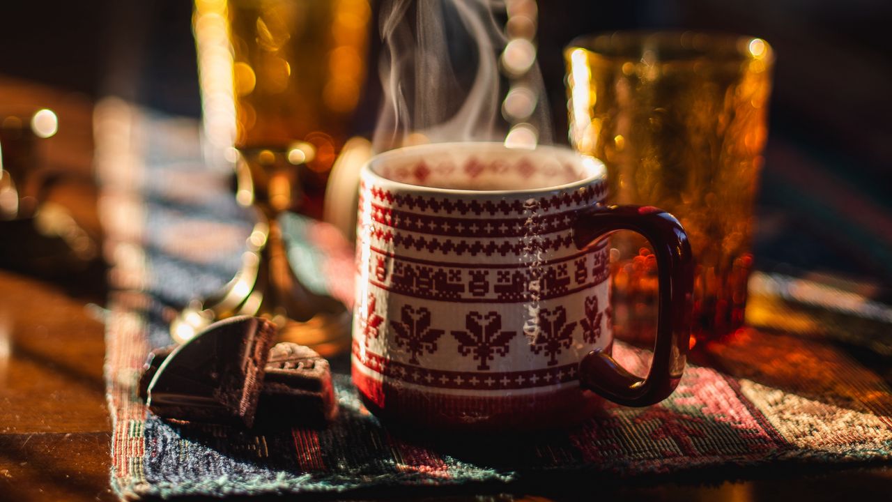 Wallpaper cup, steam, drink, comfort, warmth