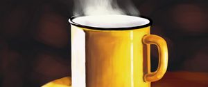 Preview wallpaper cup, steam, drink, yellow, smoke, art