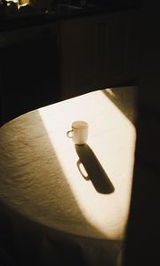 Preview wallpaper cup, table, light, shadow, aesthetics