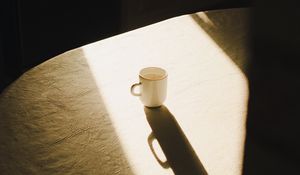 Preview wallpaper cup, table, light, shadow, aesthetics