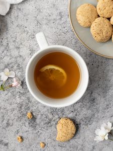 Preview wallpaper cup, tea, cookies