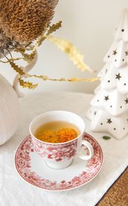 Preview wallpaper cup, tea, drink, flowers