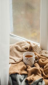 Preview wallpaper cup, tea, fabric, comfort, room