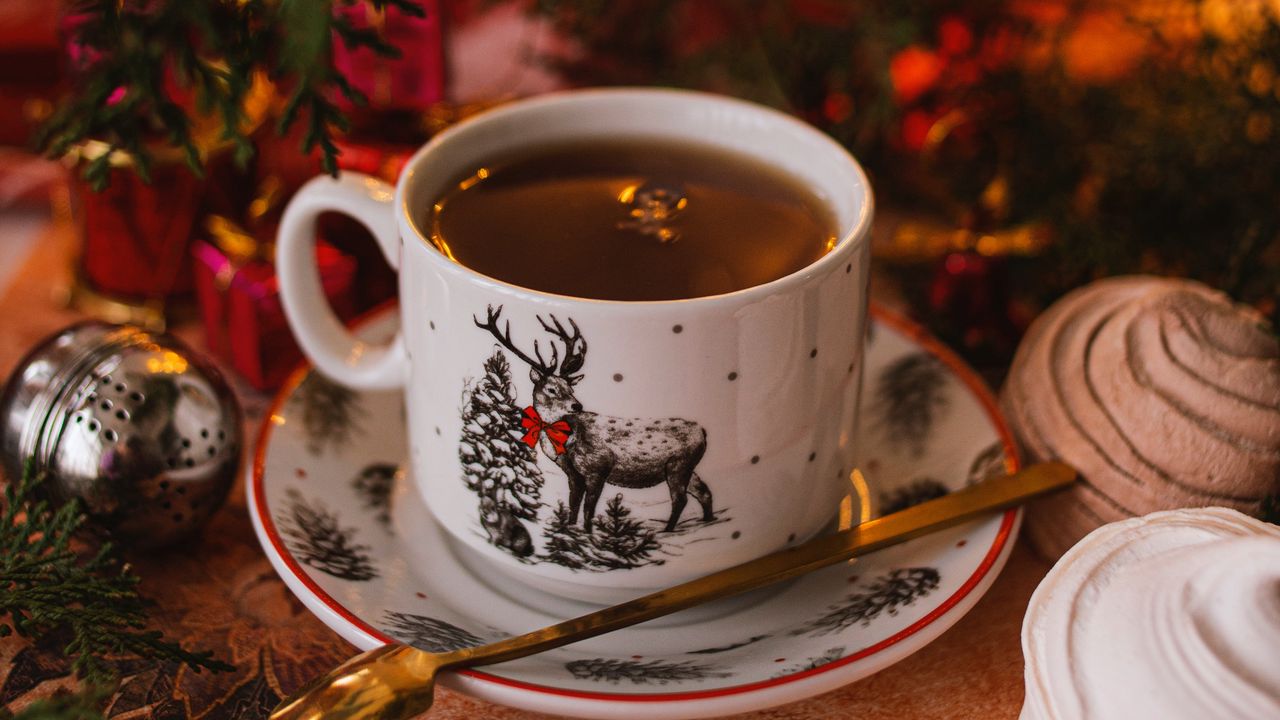 Wallpaper cup, tea, holiday, new year, christmas