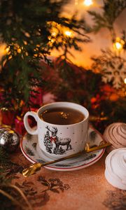 Preview wallpaper cup, tea, holiday, new year, christmas