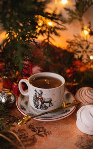 Preview wallpaper cup, tea, holiday, new year, christmas