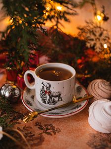 Preview wallpaper cup, tea, holiday, new year, christmas