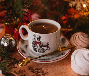 Preview wallpaper cup, tea, holiday, new year, christmas