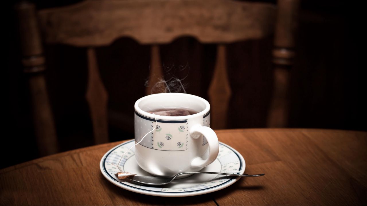 Wallpaper cup, tea, table, drink, vapor