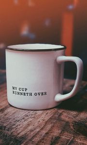 Preview wallpaper cup, words, inscription, surface
