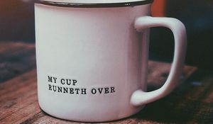 Preview wallpaper cup, words, inscription, surface