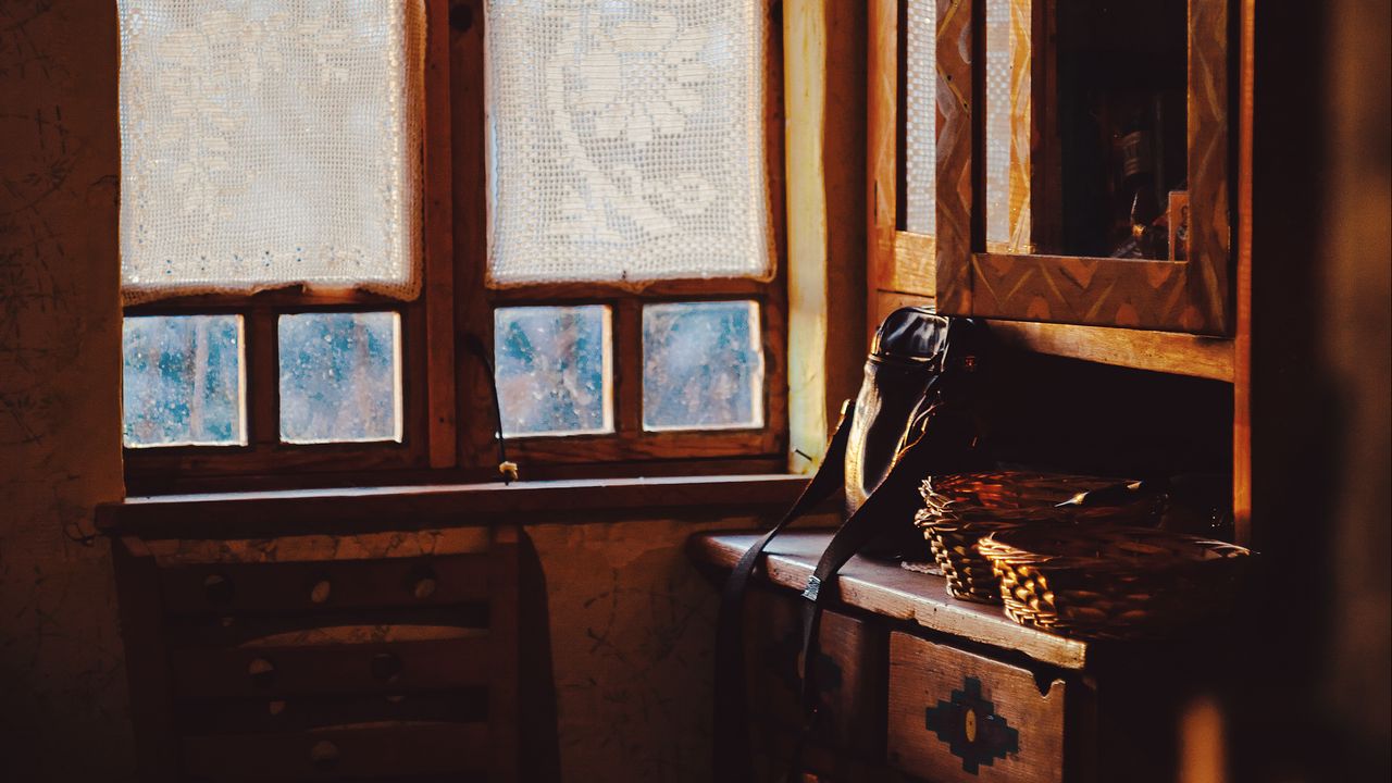 Wallpaper cupboard, window, bag, interior