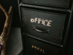 Preview wallpaper cupboard, wooden, black, handle, inscription