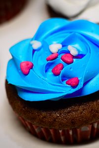 Preview wallpaper cupcake, cake, cream, pastries, topping, dessert, blue