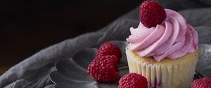 Preview wallpaper cupcake, cake, dessert, raspberry