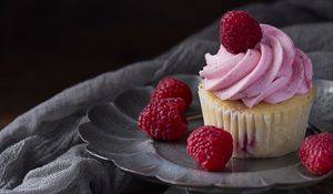 Preview wallpaper cupcake, cake, dessert, raspberry