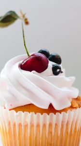 Preview wallpaper cupcake, cherry, berries, dessert