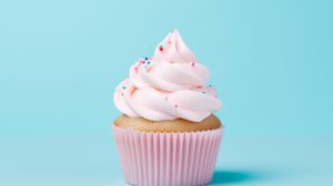 Preview wallpaper cupcake, topping, whipped cream, dessert, blue background