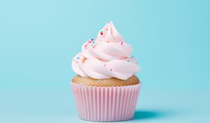 Preview wallpaper cupcake, topping, whipped cream, dessert, blue background
