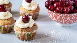 Preview wallpaper cupcakes, cherry, dessert, berry