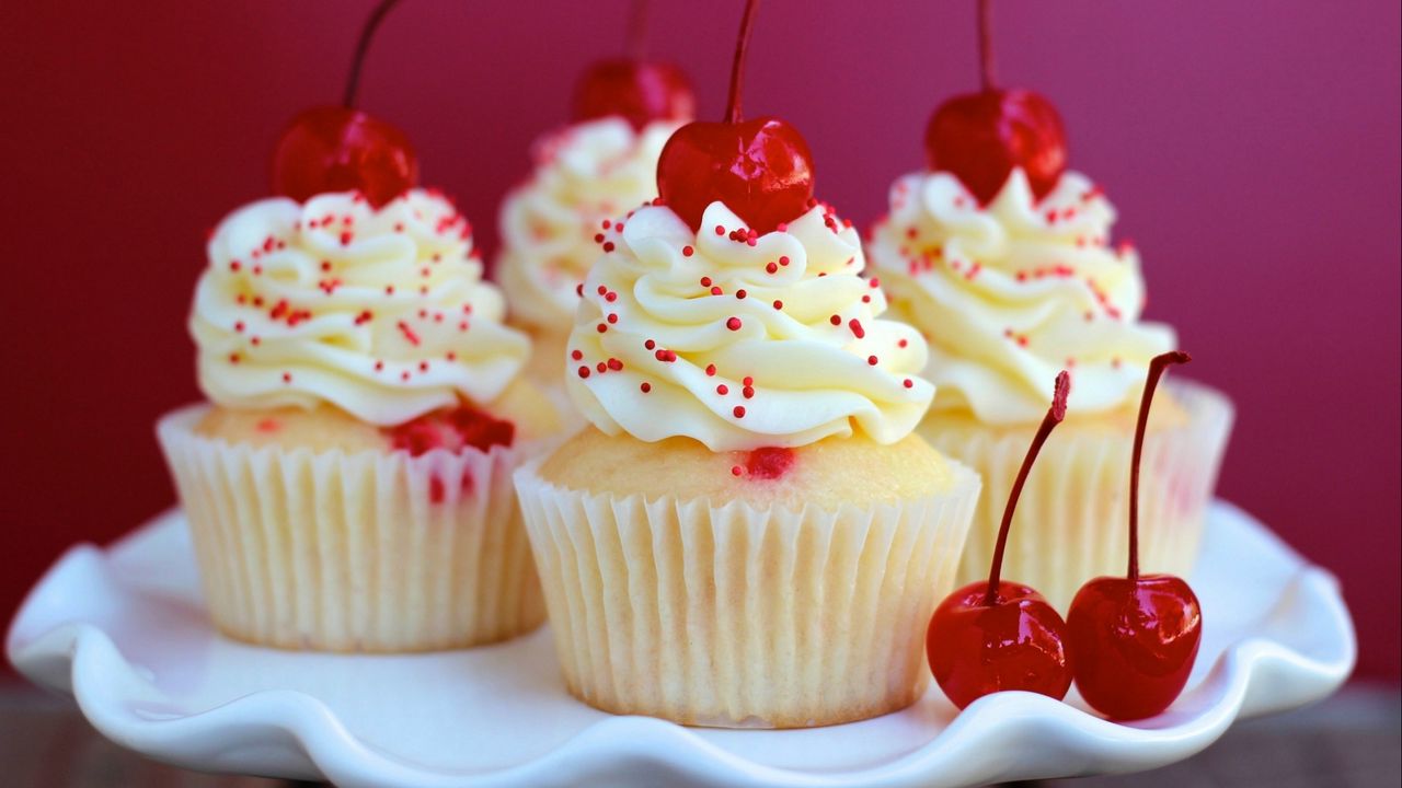 Wallpaper cupcakes, dessert, cherry