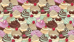 Preview wallpaper cupcakes, texture, background, art