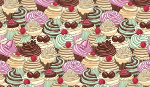 Preview wallpaper cupcakes, texture, background, art
