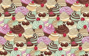 Preview wallpaper cupcakes, texture, background, art