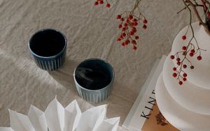 Preview wallpaper cups, branch, berries, decor, aesthetics