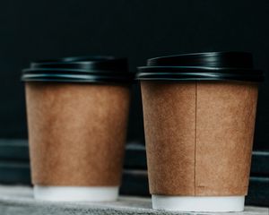 Preview wallpaper cups, brown, paper, coffee, drink